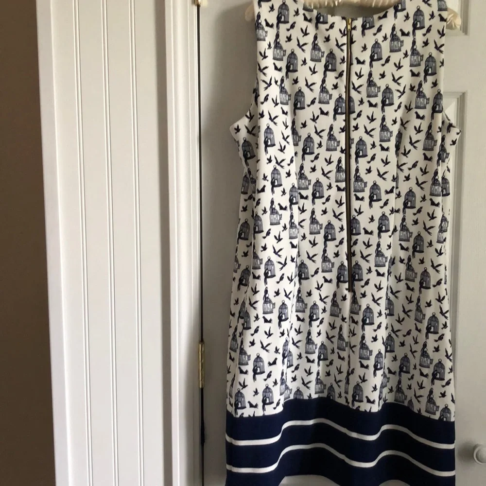 NEW! Gabby Skye Birdcage Print Shift Dress Birds Mod‎ Coastal Grandmother - Picture 13 of 13